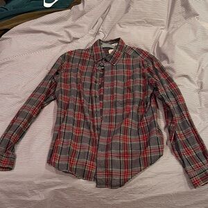 L.L. Bean Men's Casual Plaid Shirt - Red and Gray